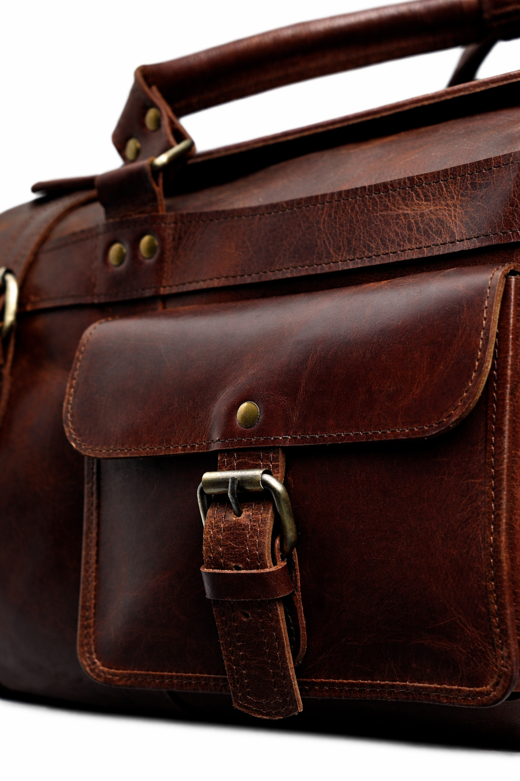 Vintage Brown Leather Duffel Bag