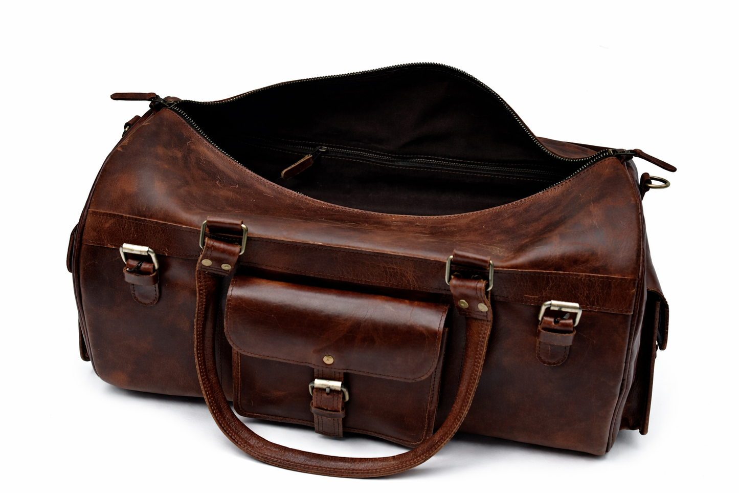 Vintage Brown Leather Duffel Bag