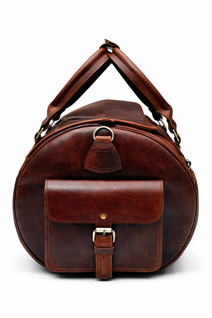 Vintage Brown Leather Duffel Bag