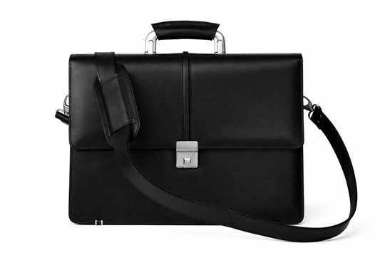 Black Leather Executive Diplomat Bag
