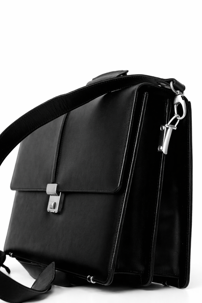 Black Leather Executive Diplomat Bag