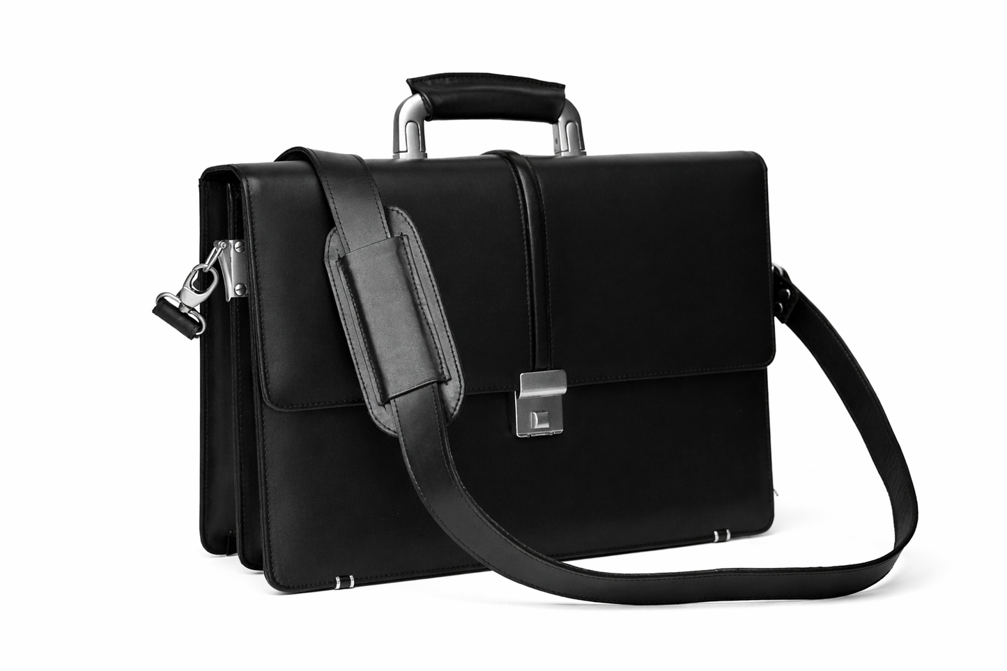 Black Leather Executive Diplomat Bag