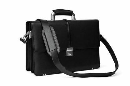 Black Leather Executive Diplomat Bag