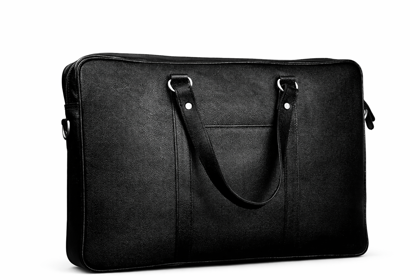 Black Leather Multi-Pocket Briefcase