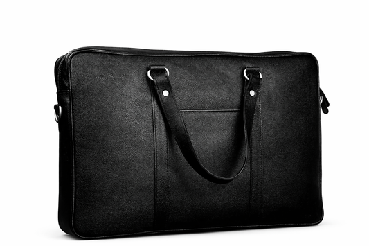 Black Leather Multi-Pocket Briefcase
