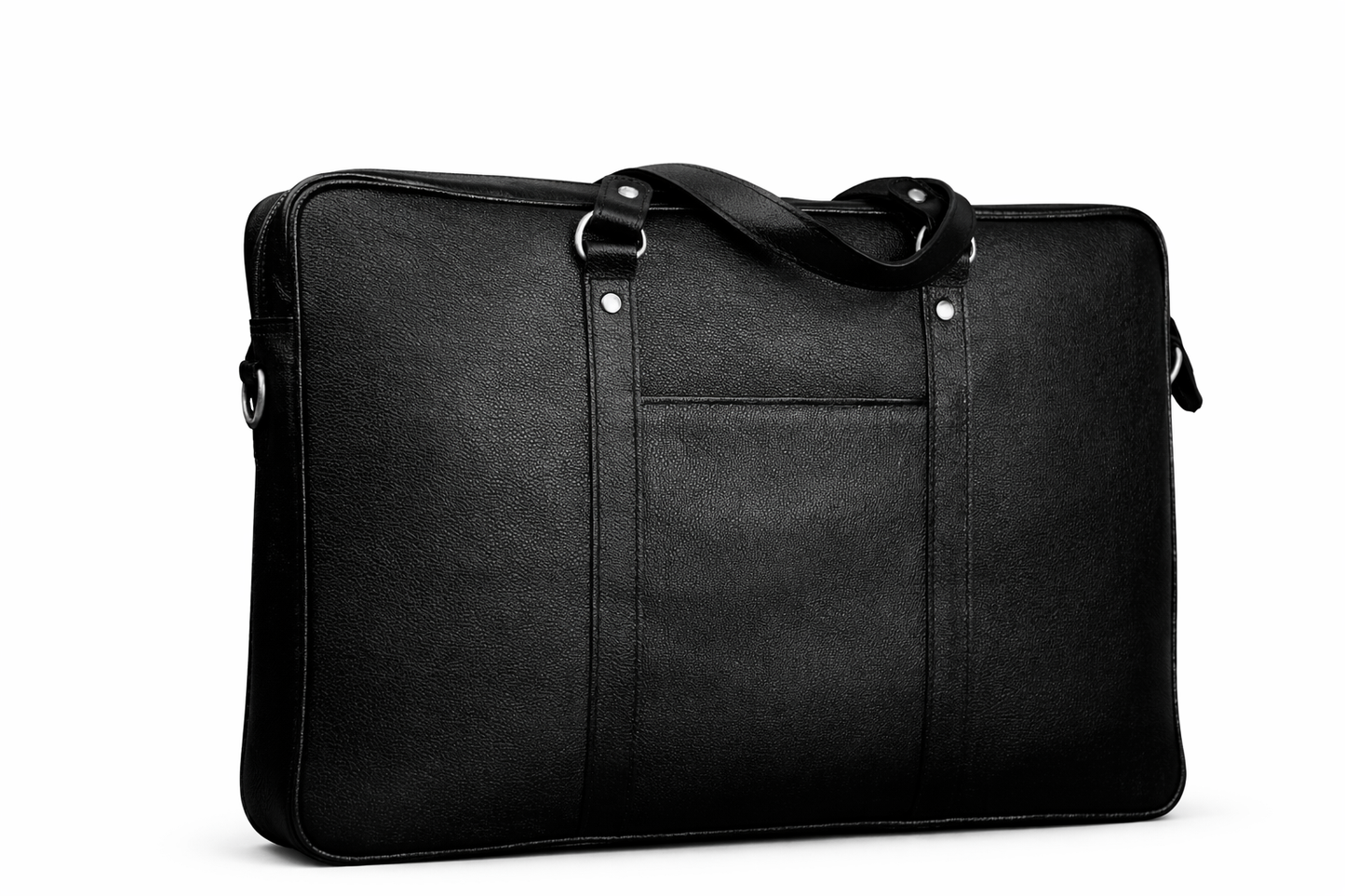 Black Leather Multi-Pocket Briefcase