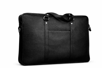 Black Leather Multi-Pocket Briefcase