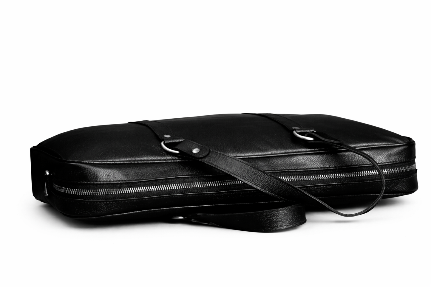 Black Leather Multi-Pocket Briefcase