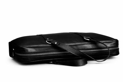 Black Leather Multi-Pocket Briefcase