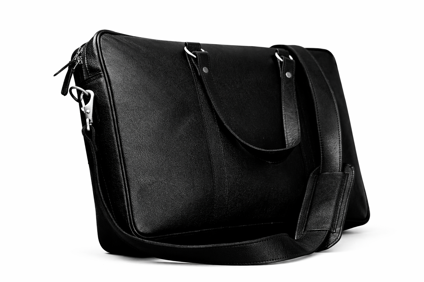 Black Leather Multi-Pocket Briefcase