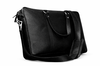 Black Leather Multi-Pocket Briefcase